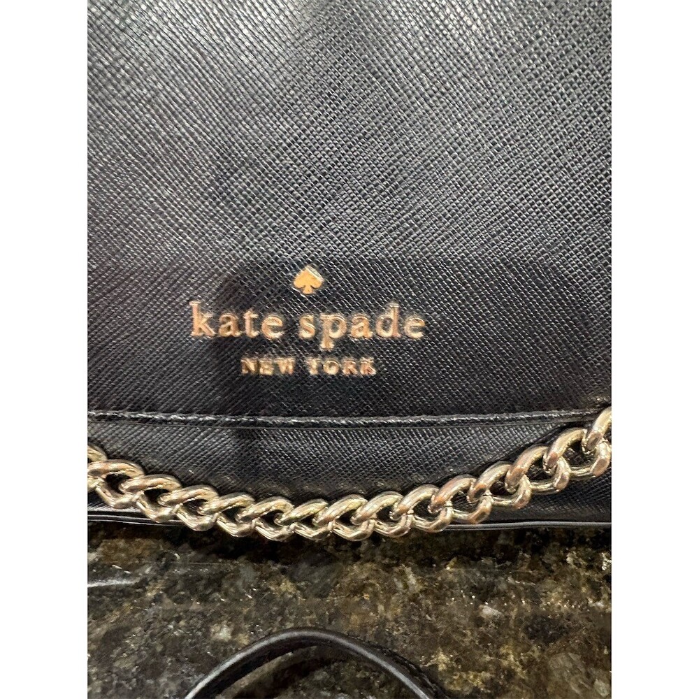 Kate Spade New York Crossbody Bag Womens Small Black Flap Chain Strap 9x7 - Picture 2 of 11